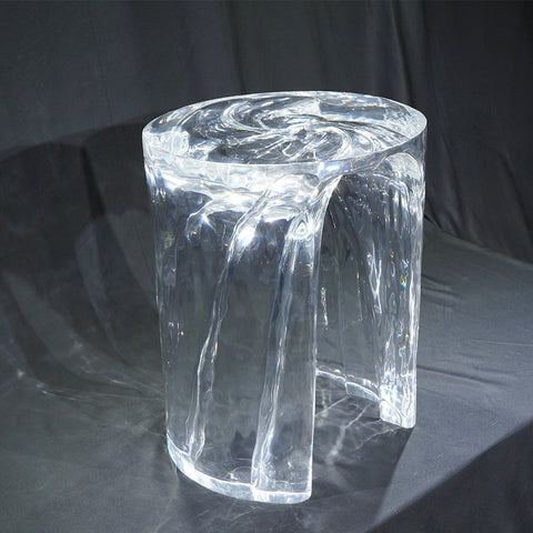 Poseidon Spiral Pattern Round Epoxy Side Table