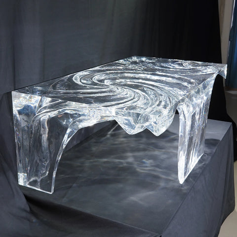 Poseidon Spiral Pattern Square Epoxy Coffee Table