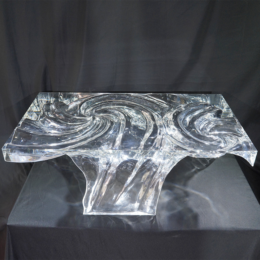 Poseidon Spiral Pattern Square Epoxy Coffee Table