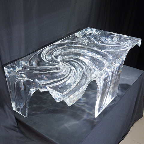 Poseidon Spiral Pattern Square Epoxy Coffee Table