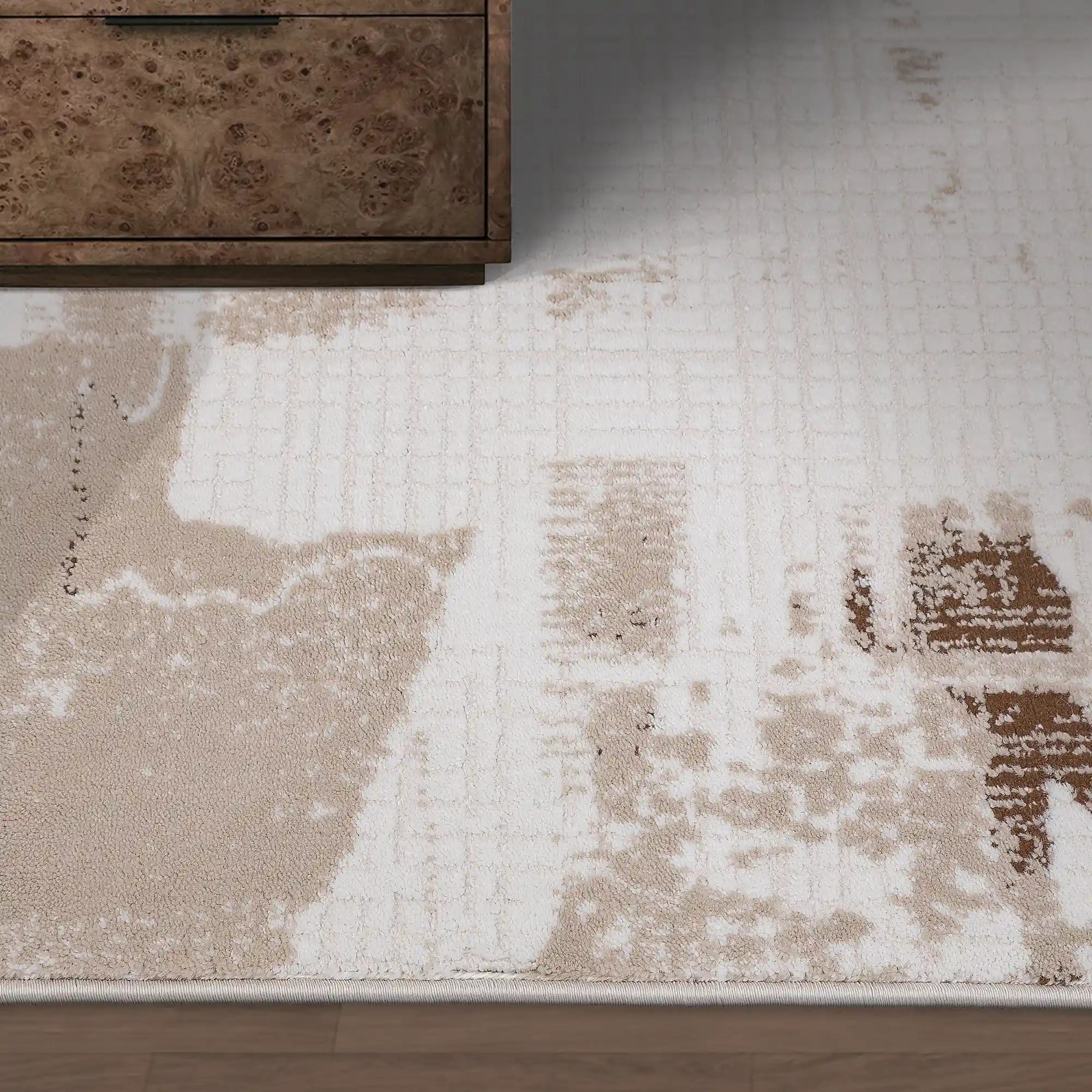 Puxina Layered Block Abstract Neutral Area Rug