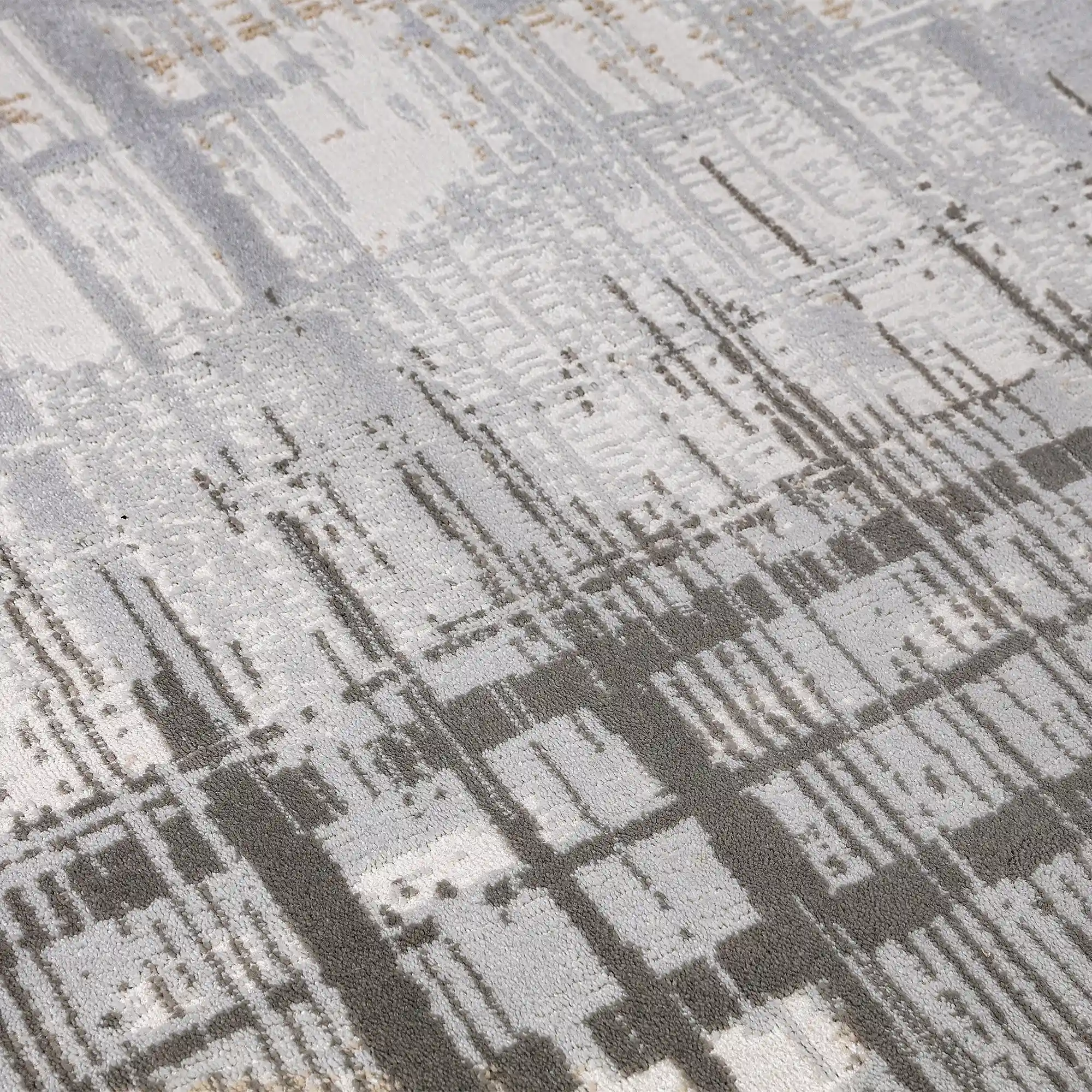 Puxina Layered Grid Abstract Neutral Area Rug