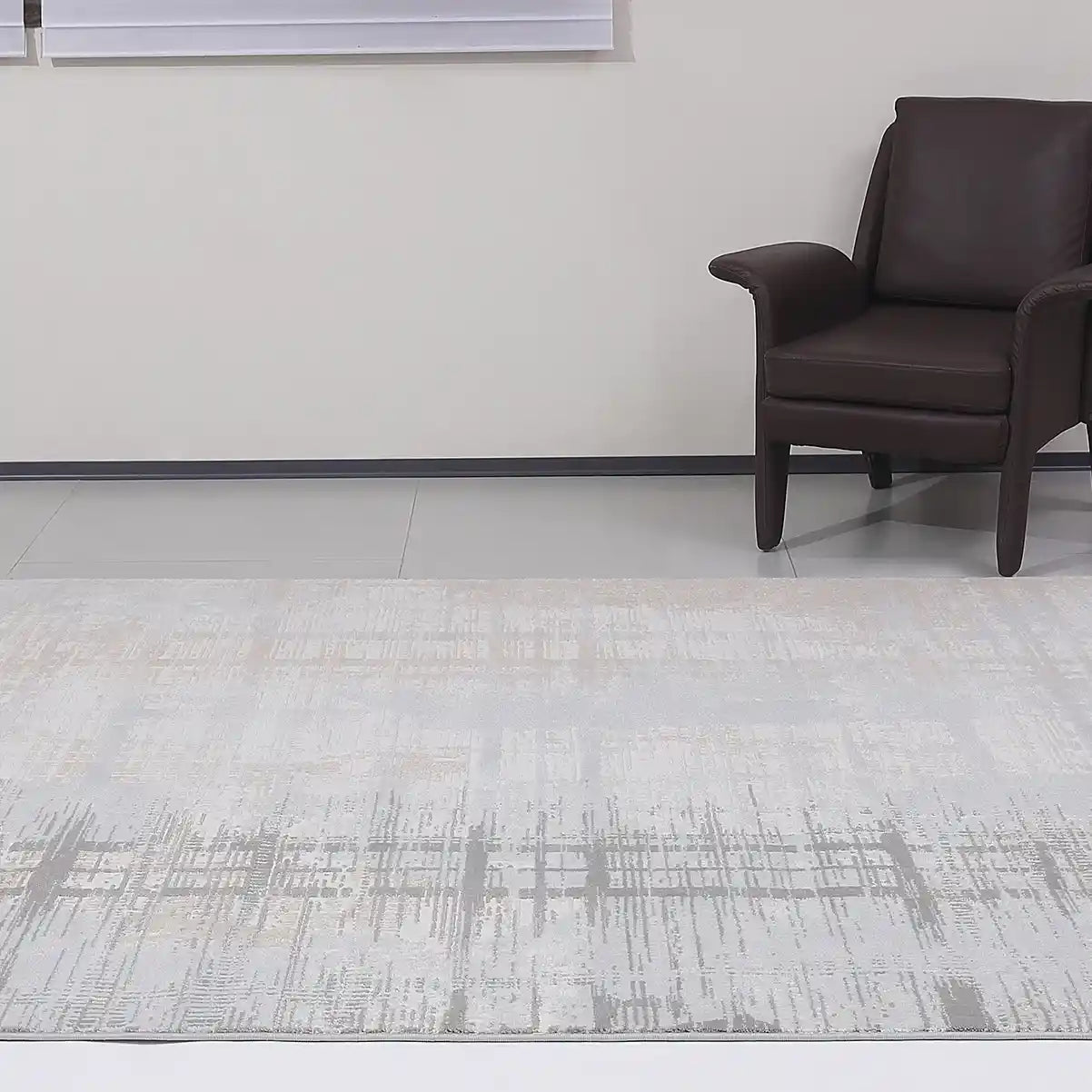 Puxina Layered Grid Abstract Neutral Area Rug