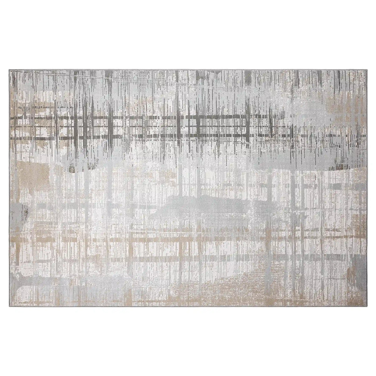 Puxina Layered Grid Abstract Neutral Area Rug