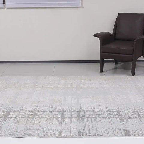 Puxina Layered Grid Abstract Neutral Area Rug