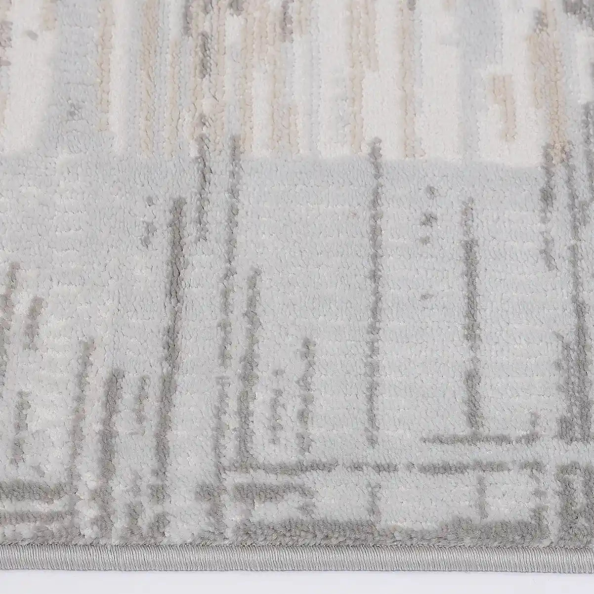 Puxina Layered Grid Abstract Neutral Area Rug