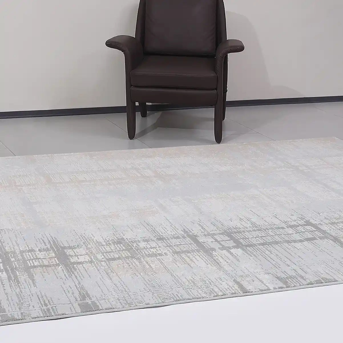 Puxina Layered Grid Abstract Neutral Area Rug
