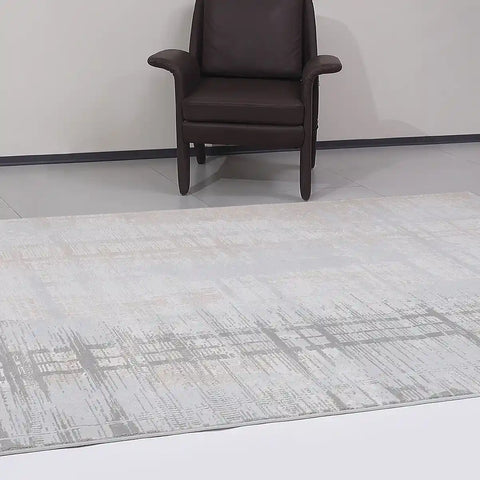 Puxina Layered Grid Abstract Neutral Area Rug