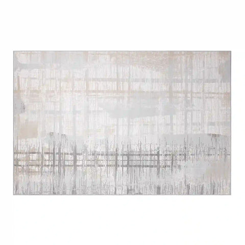 Puxina Layered Grid Abstract Neutral Area Rug