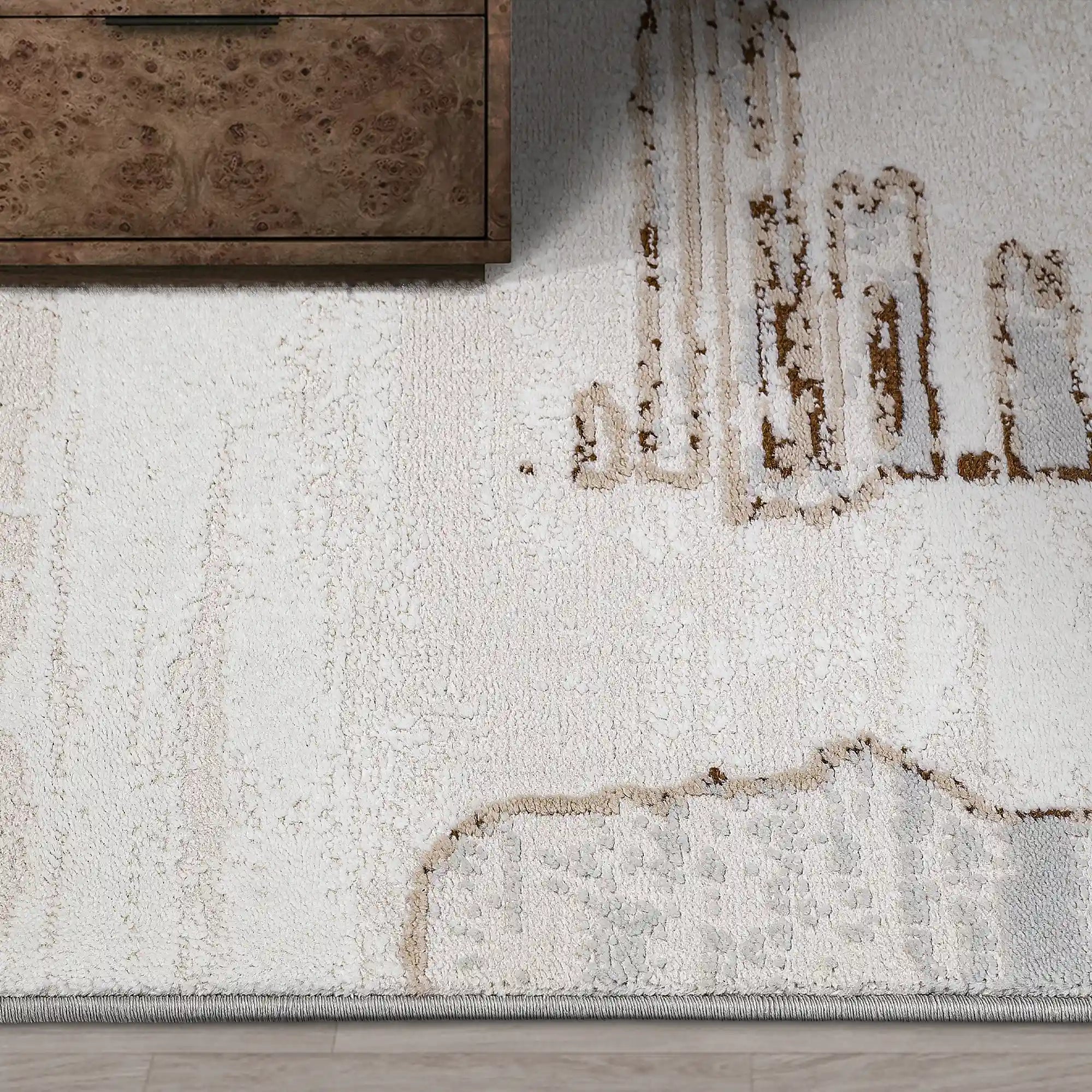 Puxina Soft Layered Block Abstract Neutral Area Rug