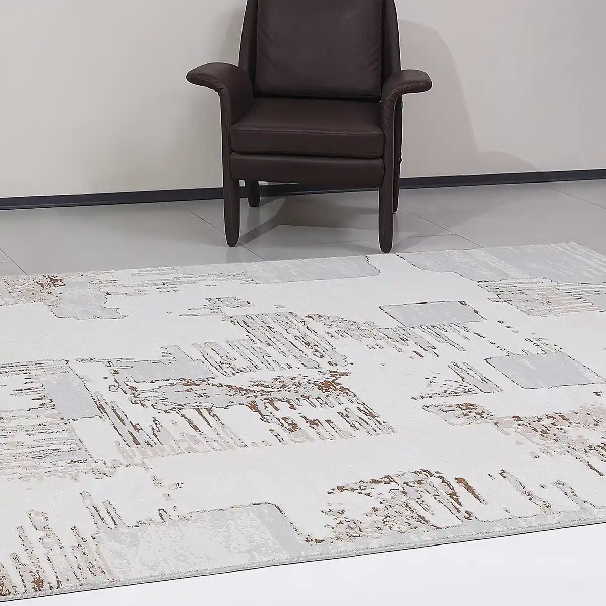 Puxina Soft Layered Block Abstract Neutral Area Rug