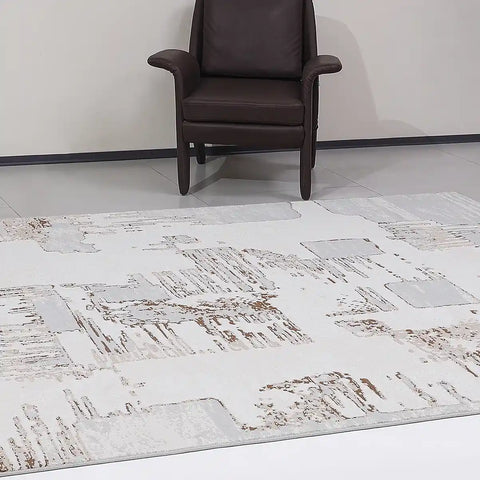 Puxina Soft Layered Block Abstract Neutral Area Rug