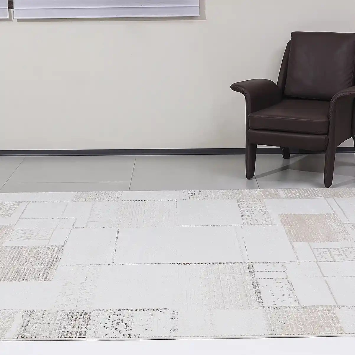 Puxina Subtle Grid Linear Neutral Area Rug