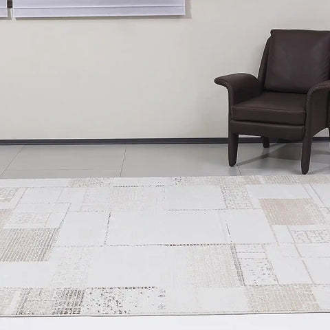 Puxina Subtle Grid Linear Neutral Area Rug