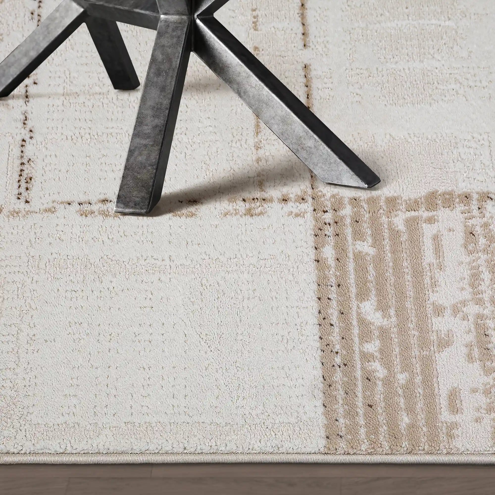 Puxina Subtle Grid Linear Neutral Area Rug