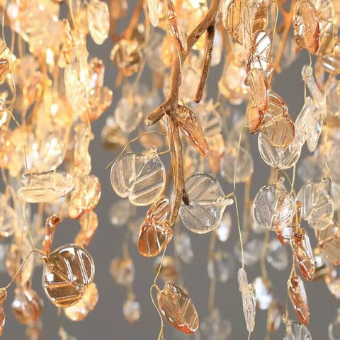 Modern Luxury Leaf Branch Crystal Chandelier Art Copper for Living/Dining Room/Bedroom