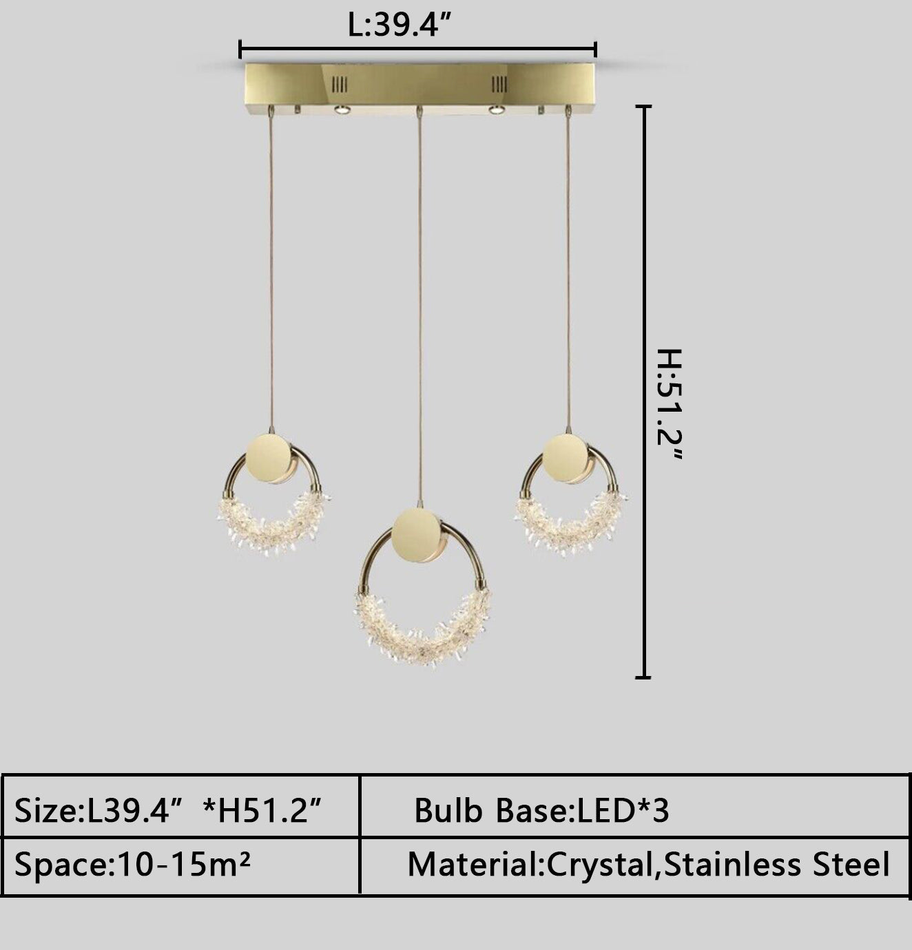 Modern Art Creative Ring Crystal Pendant Light Gold/Chrome Entryway/Bedside Light Fixture