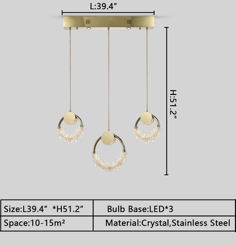 Modern Art Creative Ring Crystal Pendant Light Gold/Chrome Entryway/Bedside Light Fixture