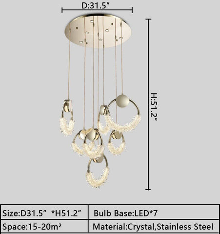 Modern Art Creative Ring Crystal Pendant Light Gold/Chrome Entryway/Bedside Light Fixture