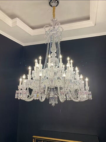 European-style Luxury Colorful Candle Crystal Oversized Chandelier Art Designer Foyer/Staircase Light Fixture