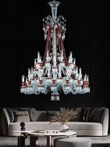 European-style Luxury Colorful Candle Crystal Oversized Chandelier Art Designer Foyer/Staircase Light Fixture