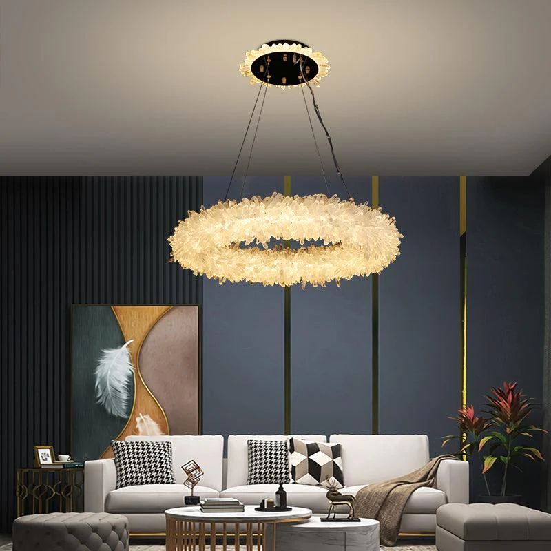 Rock Crystal Halo Modern Chandelier - valleylamps