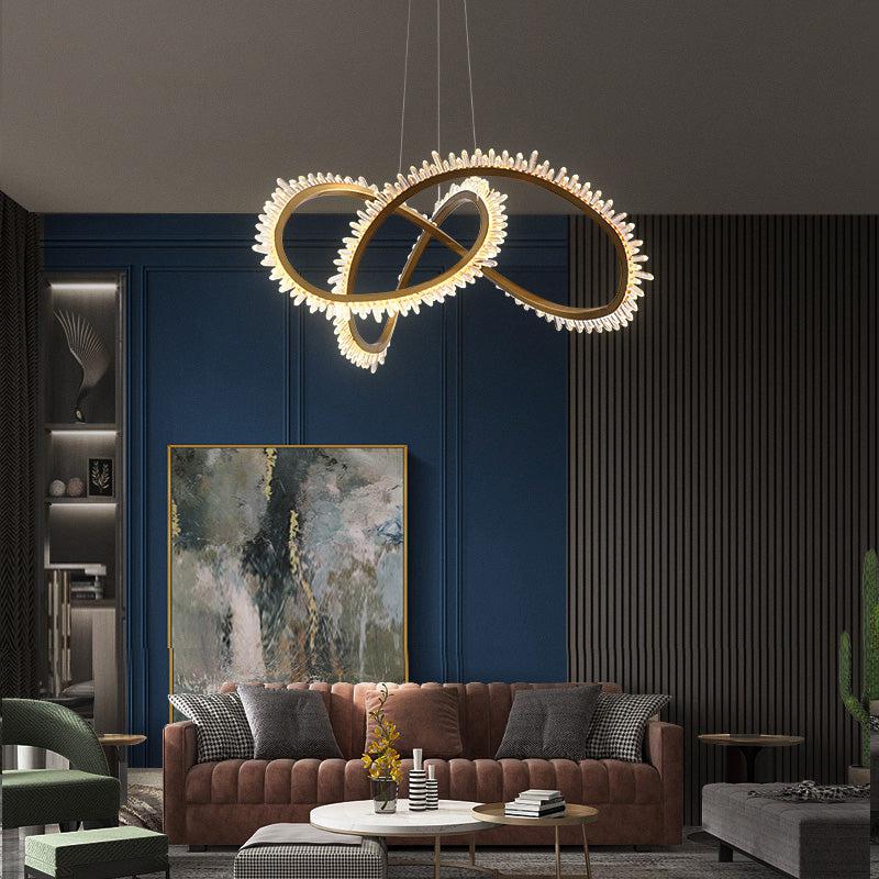 Rock Crystal Möbius Ring Chandelier - valleylamps