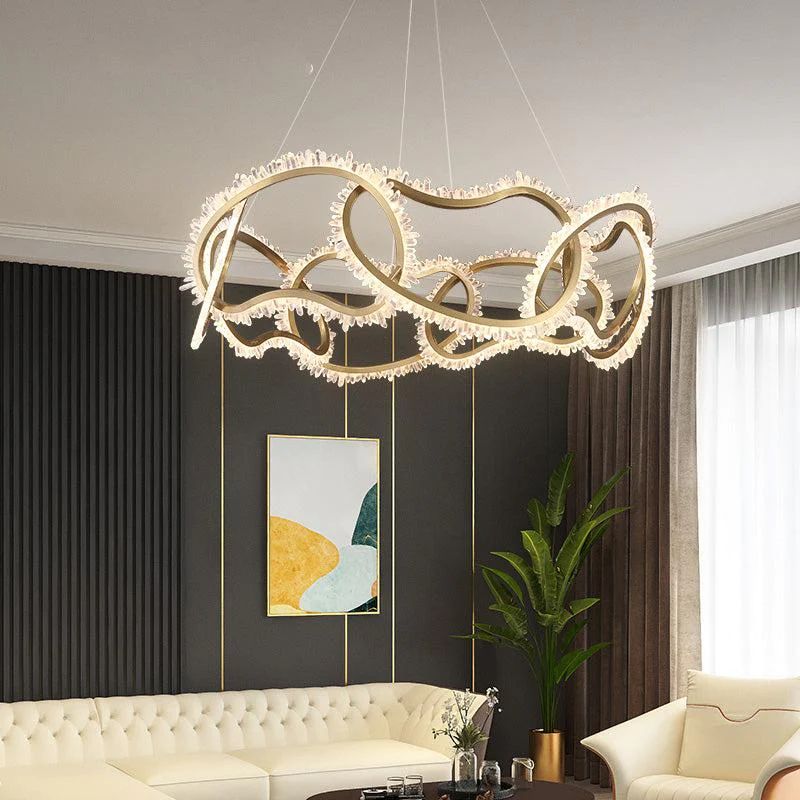 Rock Crystal Multi Ring Chandelier - valleylamps