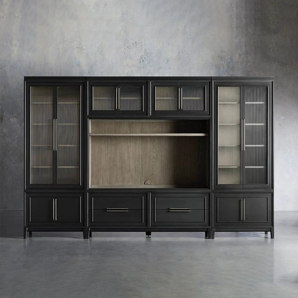 Rowan Modular Reeded Glass TV Wall Unit