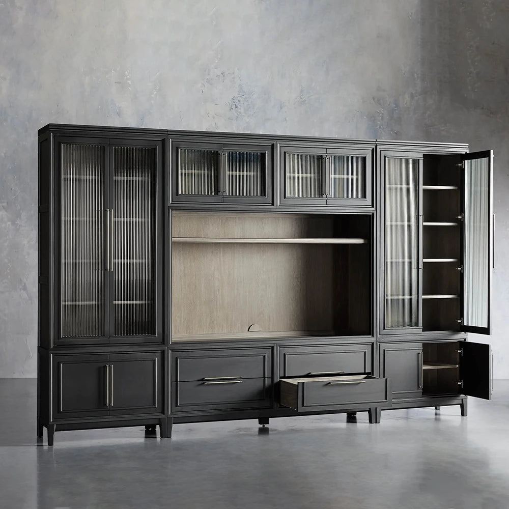 Rowan Modular Reeded Glass TV Wall Unit