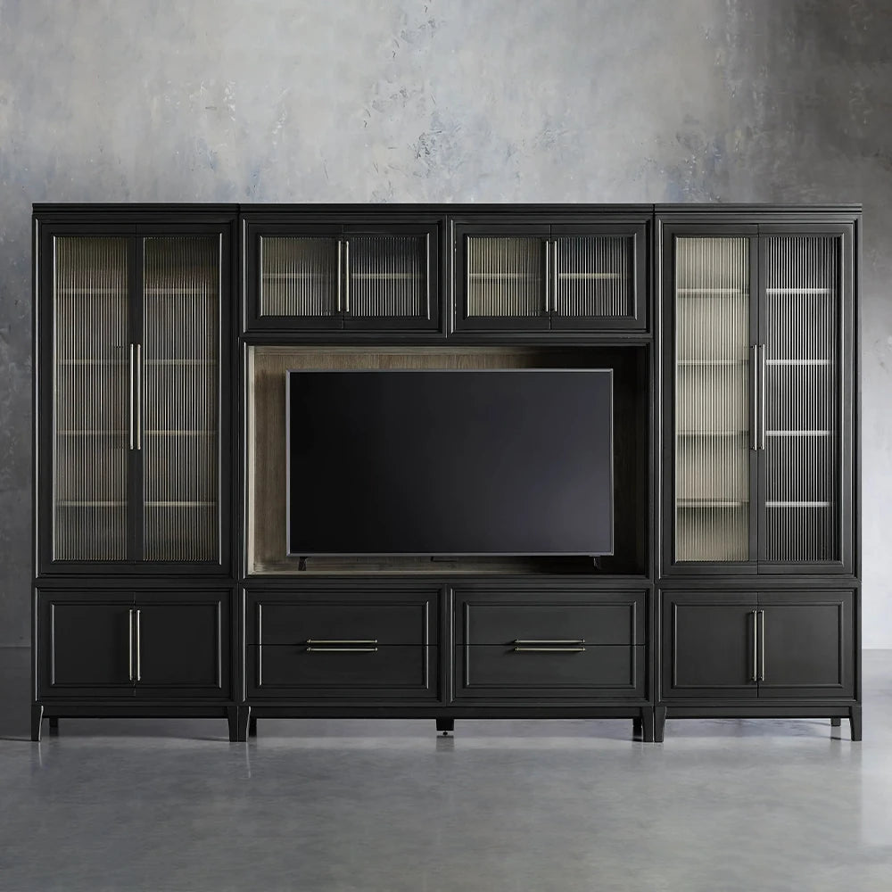 Rowan Modular Reeded Glass TV Wall Unit