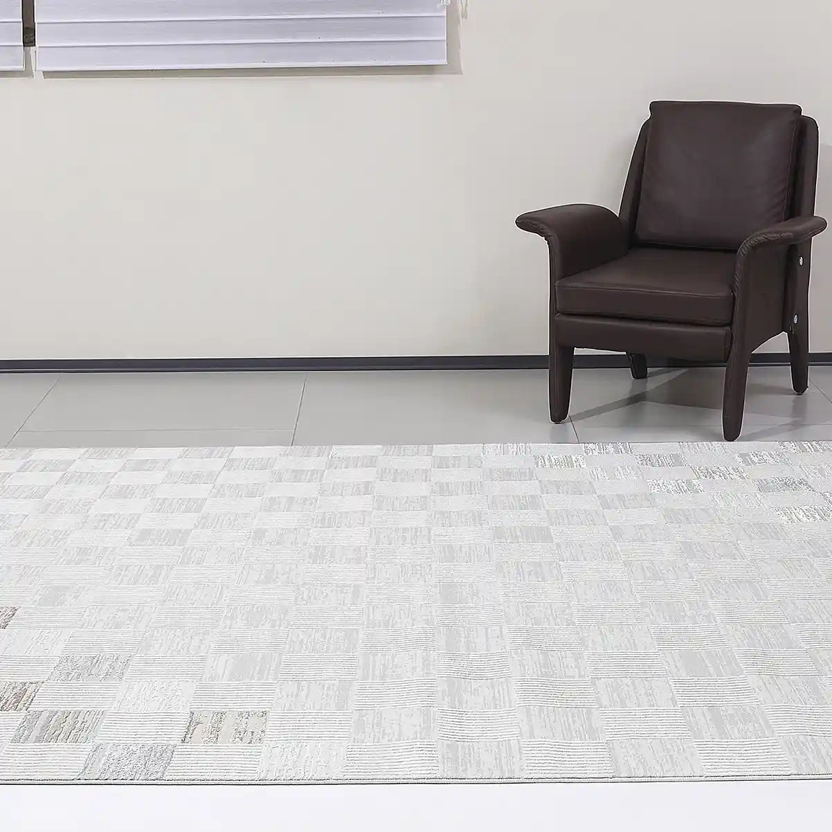 Safei Textured Grid Calm Interior Area Rug
