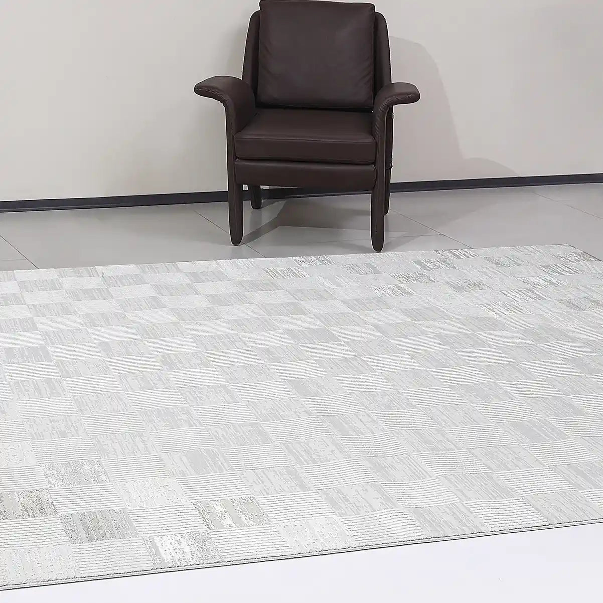 Safei Textured Grid Calm Interior Area Rug