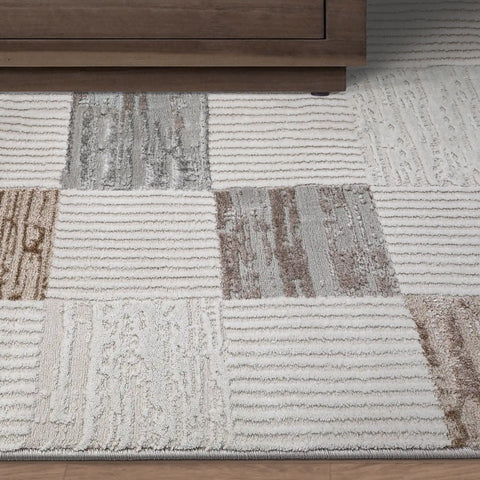 Safei Textured Grid Calm Interior Area Rug