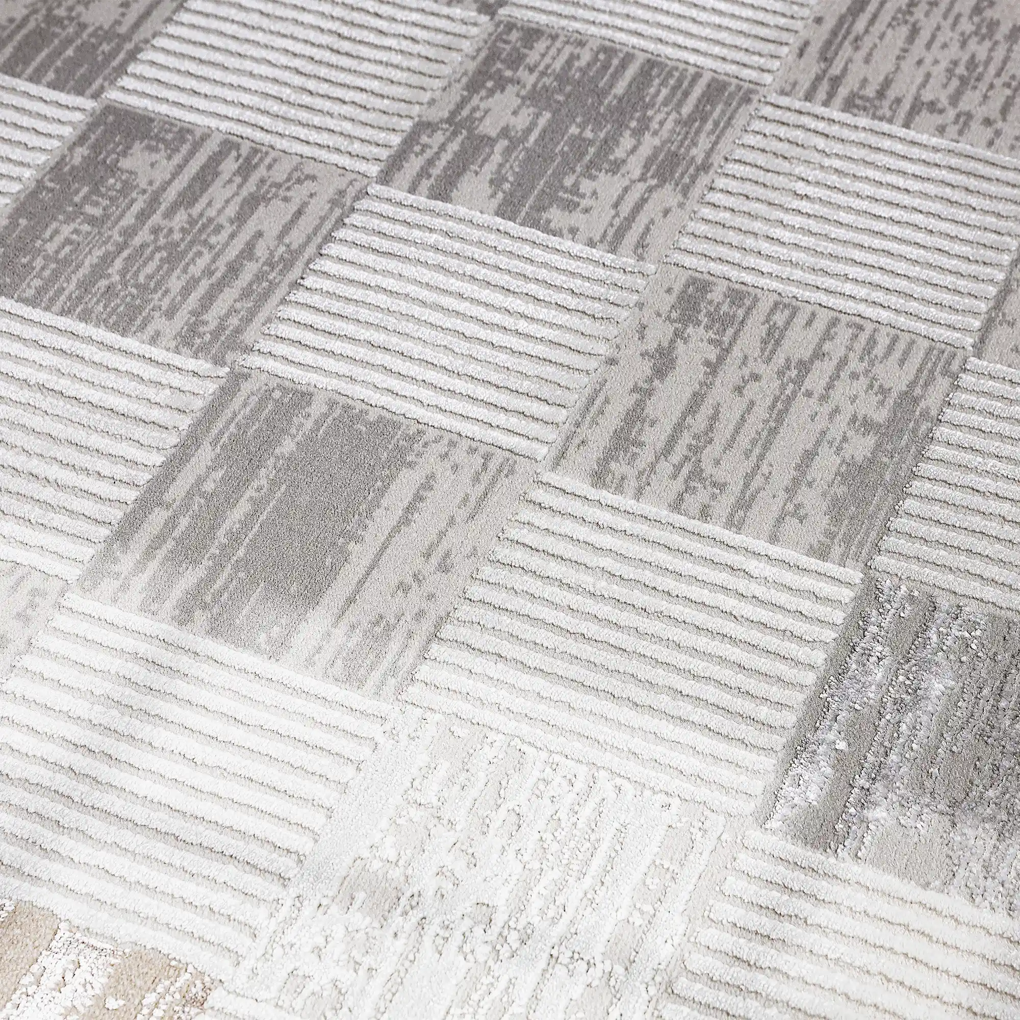 Safei Textured Grid Calm Interior Area Rug
