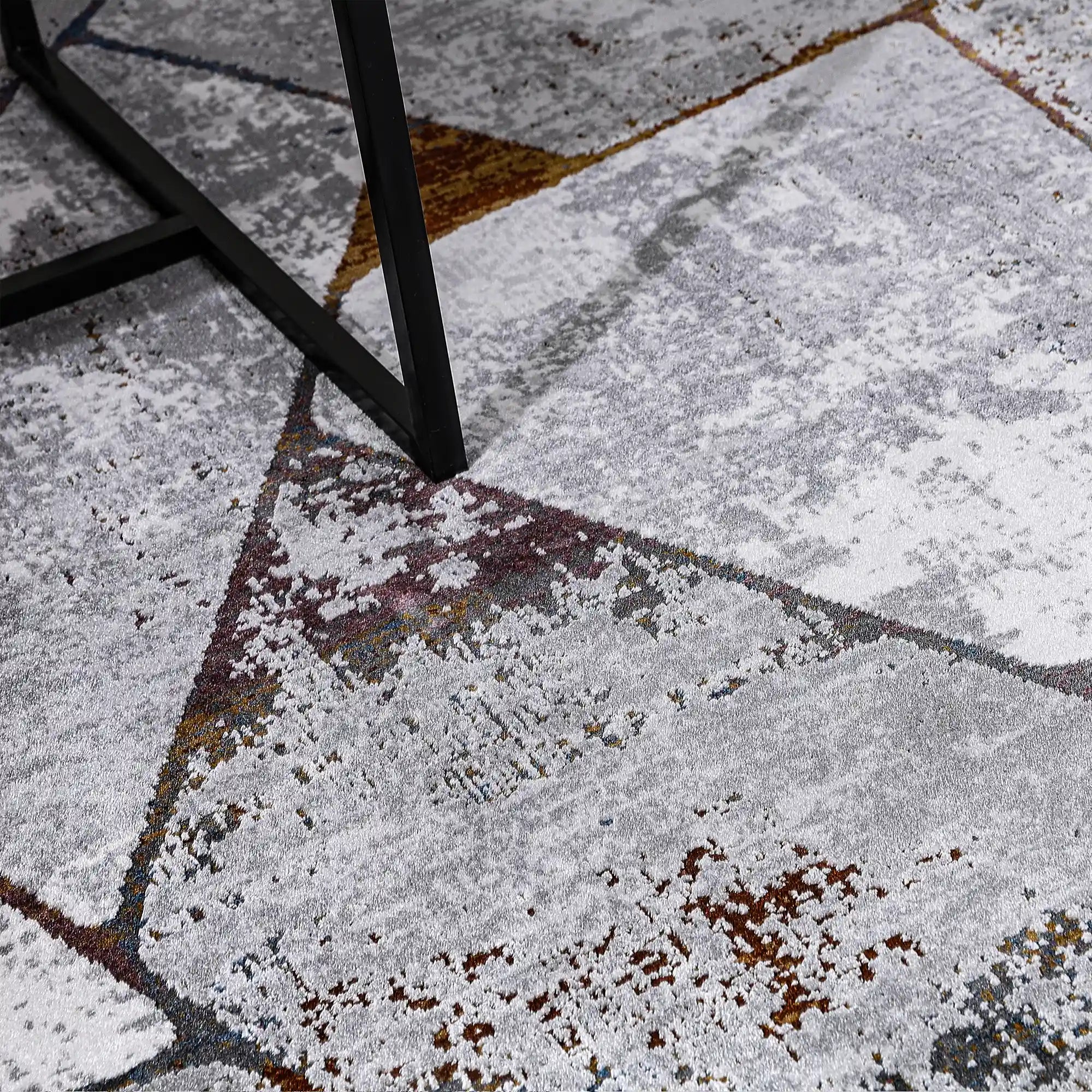 Torino Fragmented Facet Geometric Abstract Neutral Area Rug