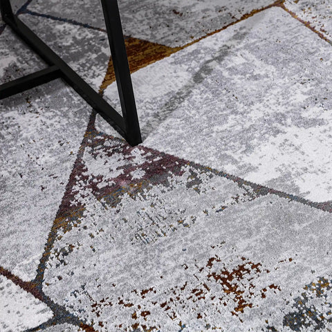 Torino Fragmented Facet Geometric Abstract Neutral Area Rug
