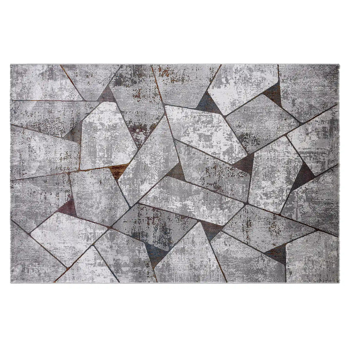Torino Fragmented Facet Geometric Abstract Neutral Area Rug