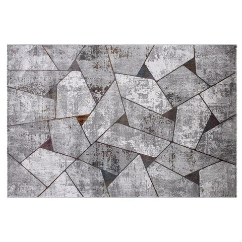 Torino Fragmented Facet Geometric Abstract Neutral Area Rug