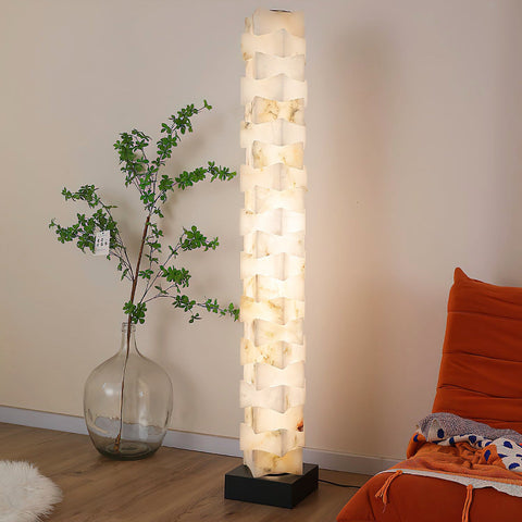 Stacked Alabaster Squares Floor Lamp