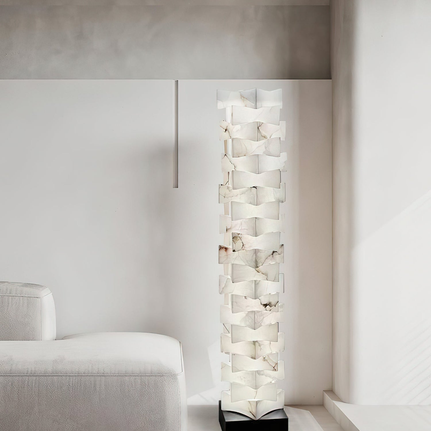 Stacked Alabaster Squares Floor Lamp