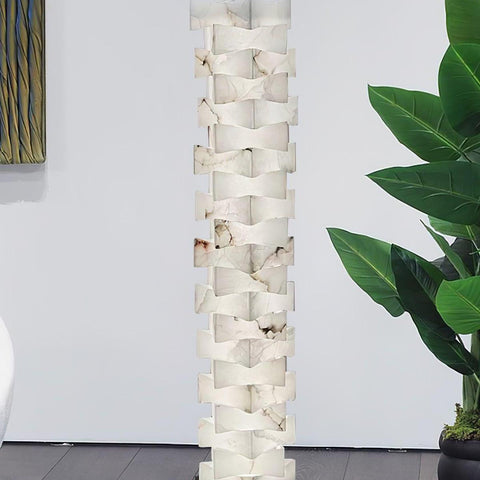 Stacked Alabaster Squares Floor Lamp