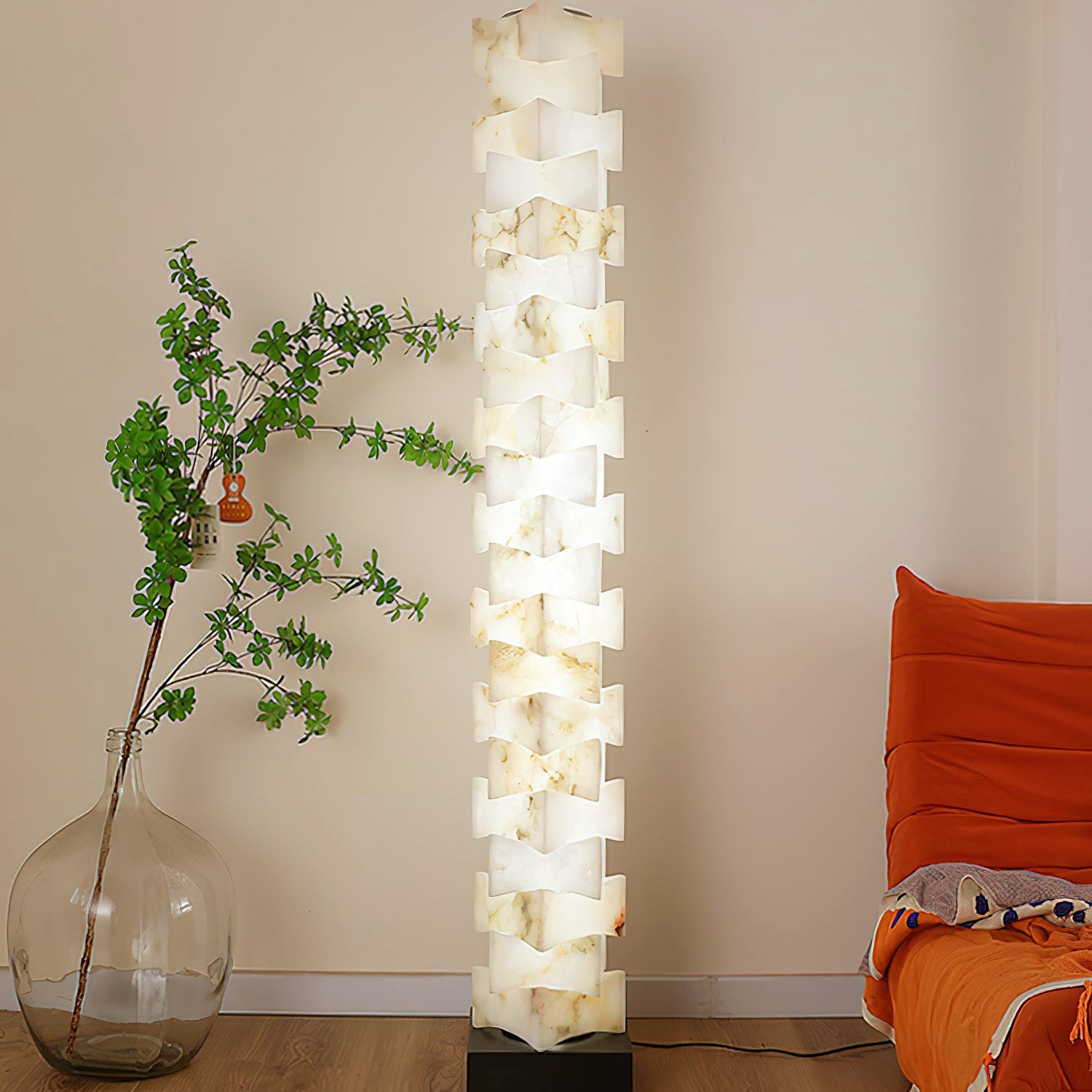 Stacked Alabaster Squares Floor Lamp