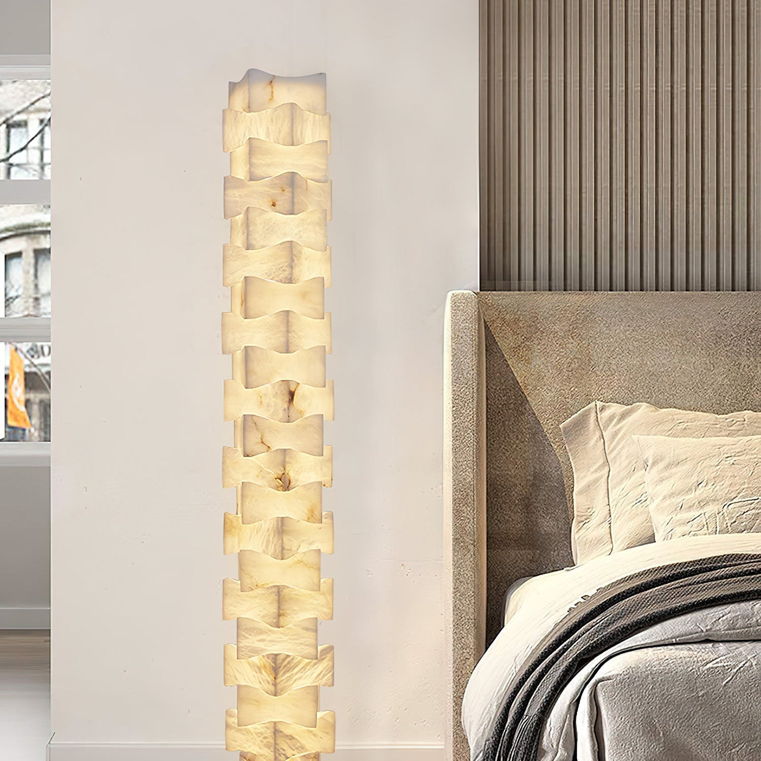 Stacked Alabaster Squares Floor Lamp