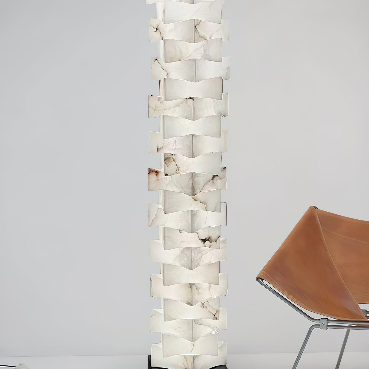 Stacked Alabaster Squares Floor Lamp