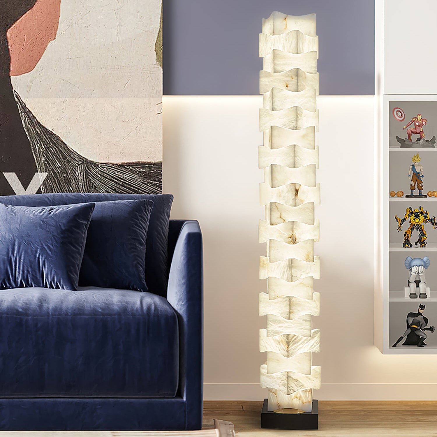 Stacked Alabaster Squares Floor Lamp