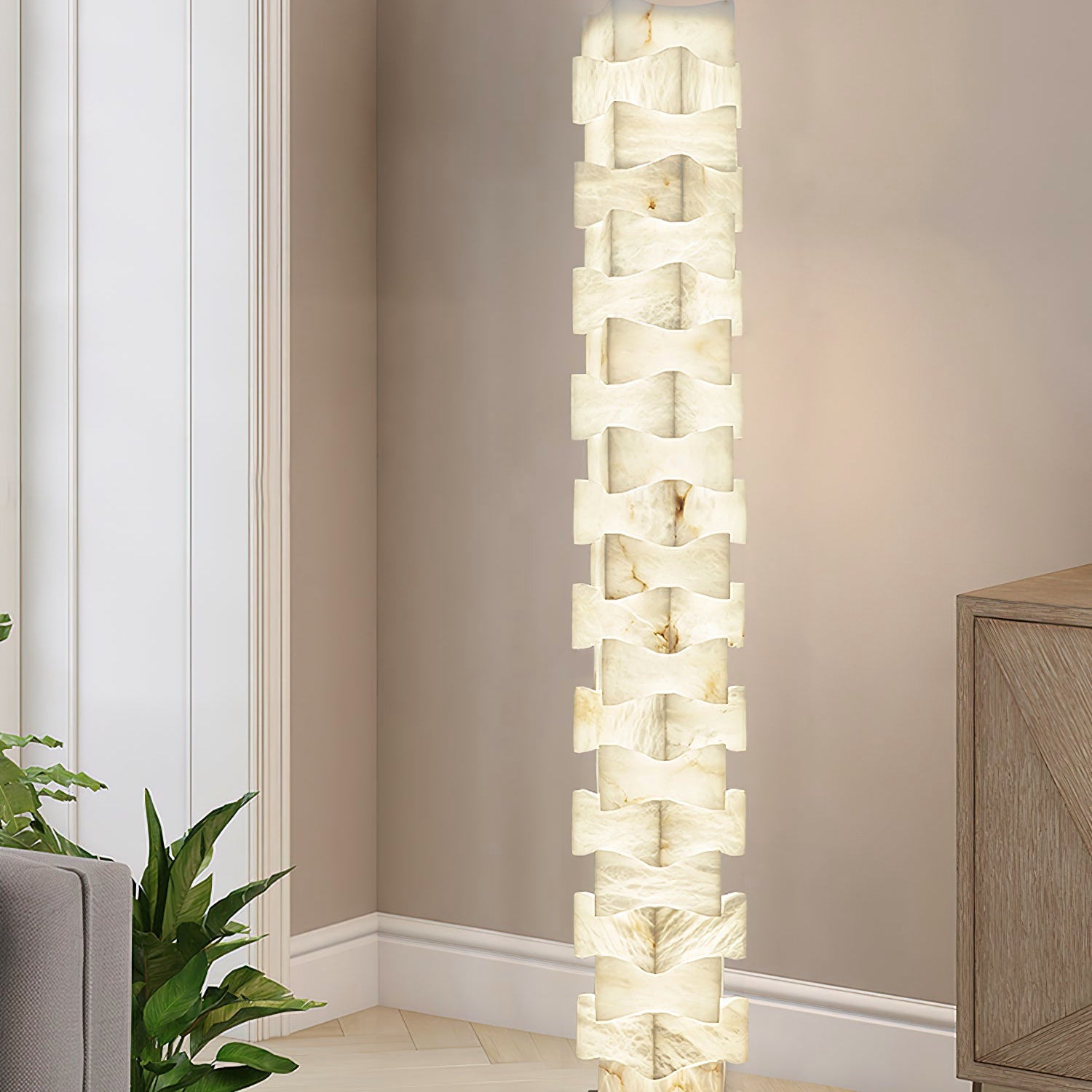 Stacked Alabaster Squares Floor Lamp