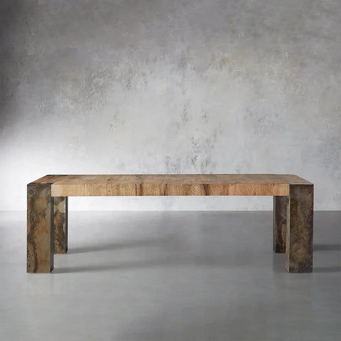 Telluride Oak Dining Table Rectangular Handcrafted Rustic Industrial Dining Furniture