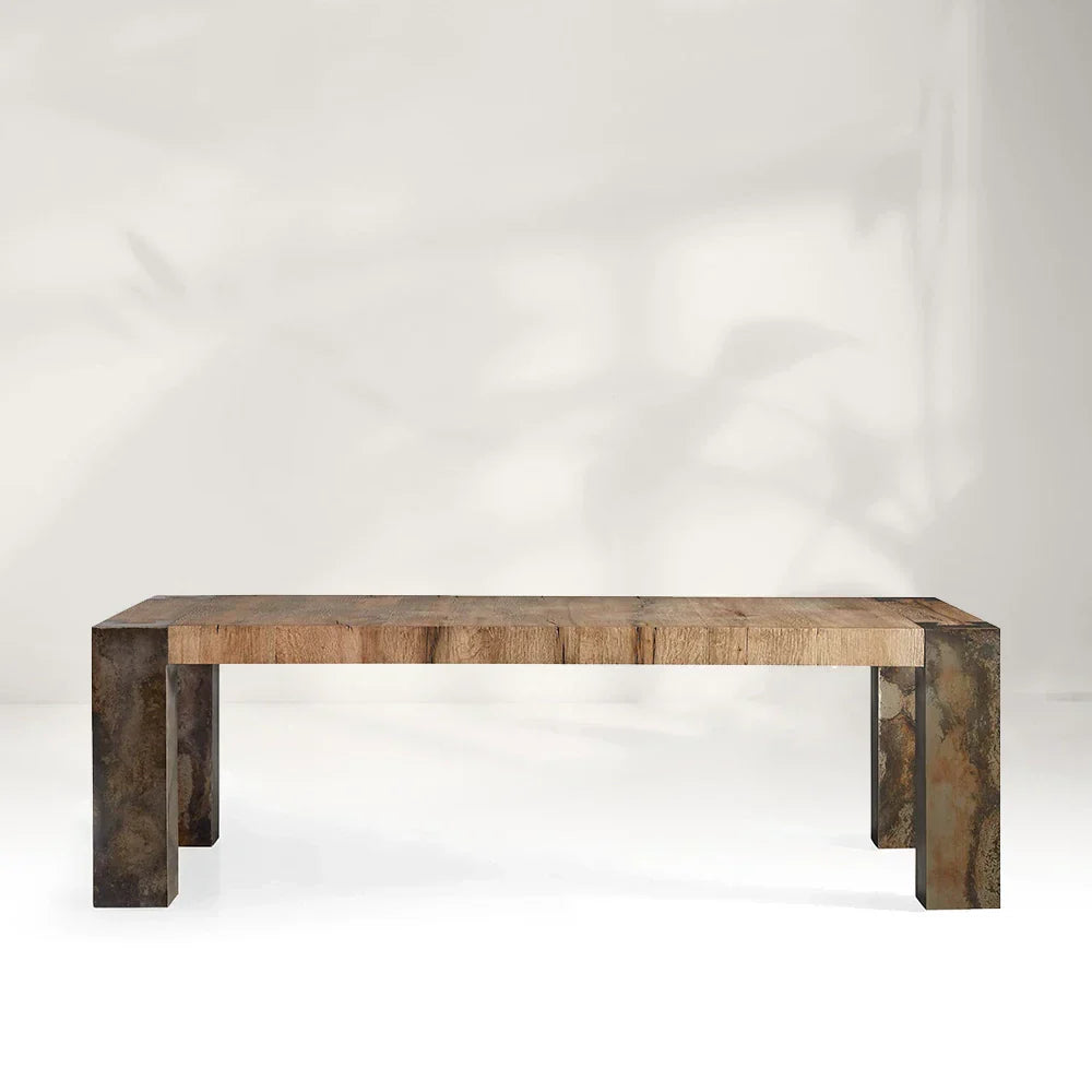 Telluride Oak Dining Table Rectangular Handcrafted Rustic Industrial Dining Furniture
