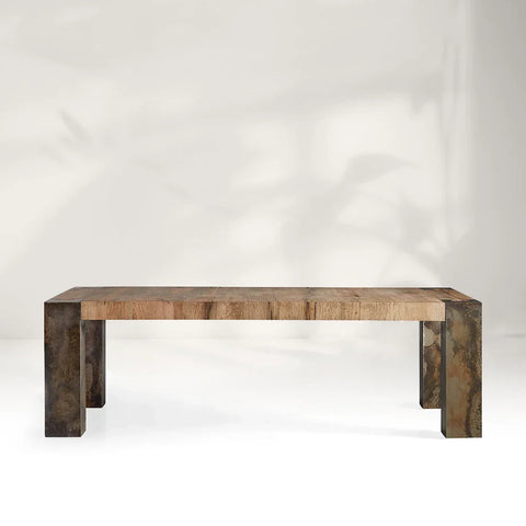 Telluride Oak Dining Table Rectangular Handcrafted Rustic Industrial Dining Furniture